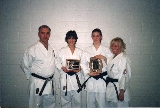 Award winners: (l-r) Sensei Dave Leduc (Midland Ontario Shito-kai Chief instructor); Jessica Dusome - Outstanding Achievement Award; Stephanie Cole - Most Outstanding Shito-ryu Student 2004; Margaret MacLennan.