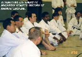 Attentive listeners to McCarthy's sensei's "History of Karate" lecture.