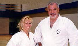 Margaret (Shito-Kai Midland) and McCarthy sensei pose for a photo during a break in the seminar.