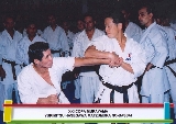 Sensei Hasegawa demonstrating bunkai for kata MATSUMURA NO BASSAI on sensei Ishikawa Hiroshi, 8th dan SKIF Shotokan.