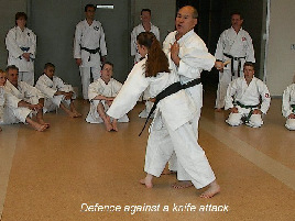 Defense against a knife attack.