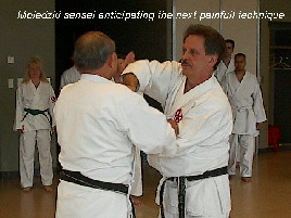 Moledzki sensei anticipating the next painful technique.