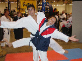 Mohamed Fizali and Dorothy Yu clowning around before the Queen's arrival.