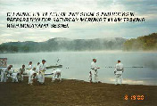 Clearing the beach of any stones & rocks in preparation for Saturday Morning 7:00am training with Murayama sensei.